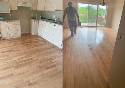 Before and after restoration floor sanding - Brockville Ontario
