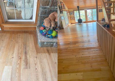 Before and after restoration floor sanding waterfront home - Elgin Ontario