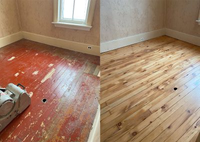 Before and after sanding and finish done hardwood flooring - Brockville Ontario