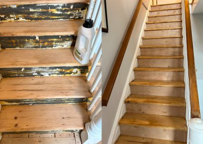 Before and after stairs risers and sanded stairs - Brockville Ontario